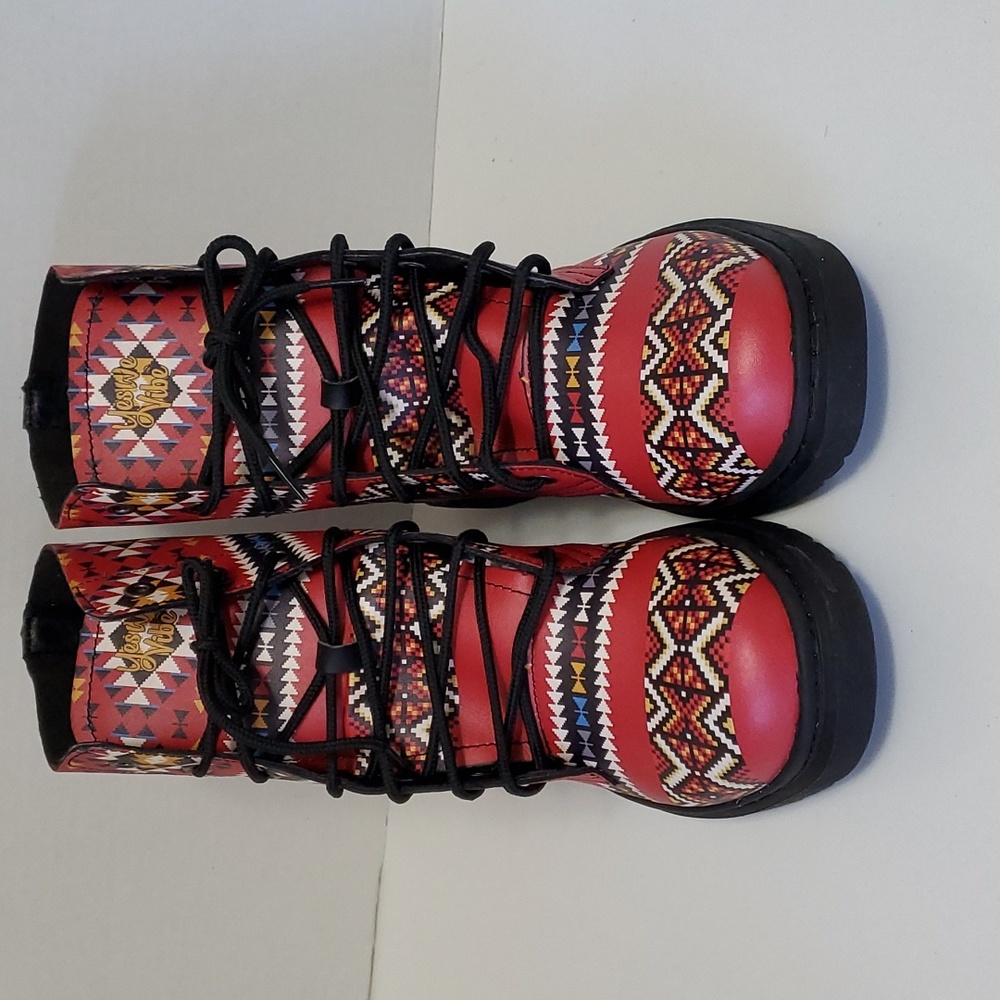 New!  Yes We Vibe Vegan Leather Aztec Red Bohemian Boots, 10.5 Men/12 Women - Picture 3 of 8